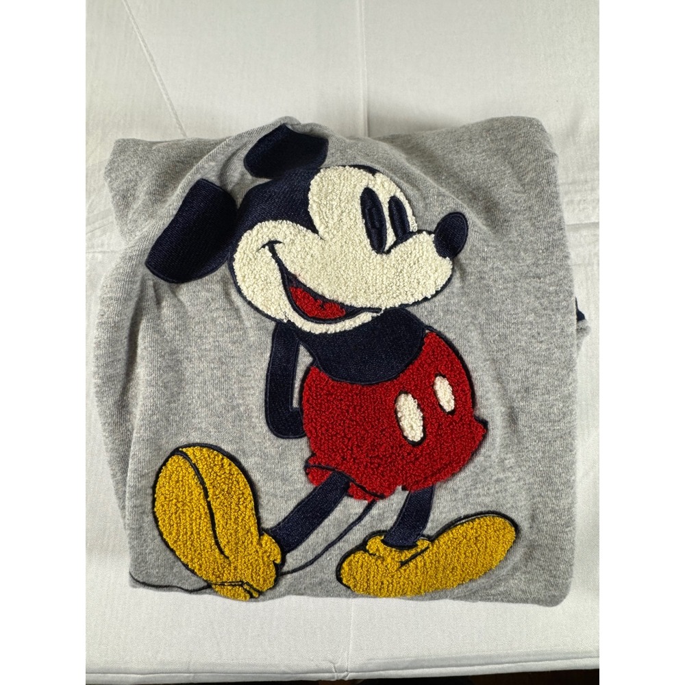 Disney Parks Mickey Mouse Chenille Patch Hoodie Gray Walt Disney World Medium
